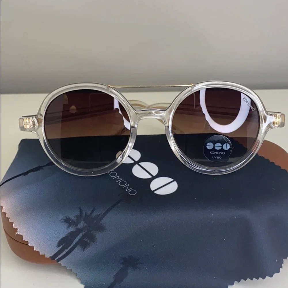 Komono Sunglasses NEW Vivien Clear round frame gold